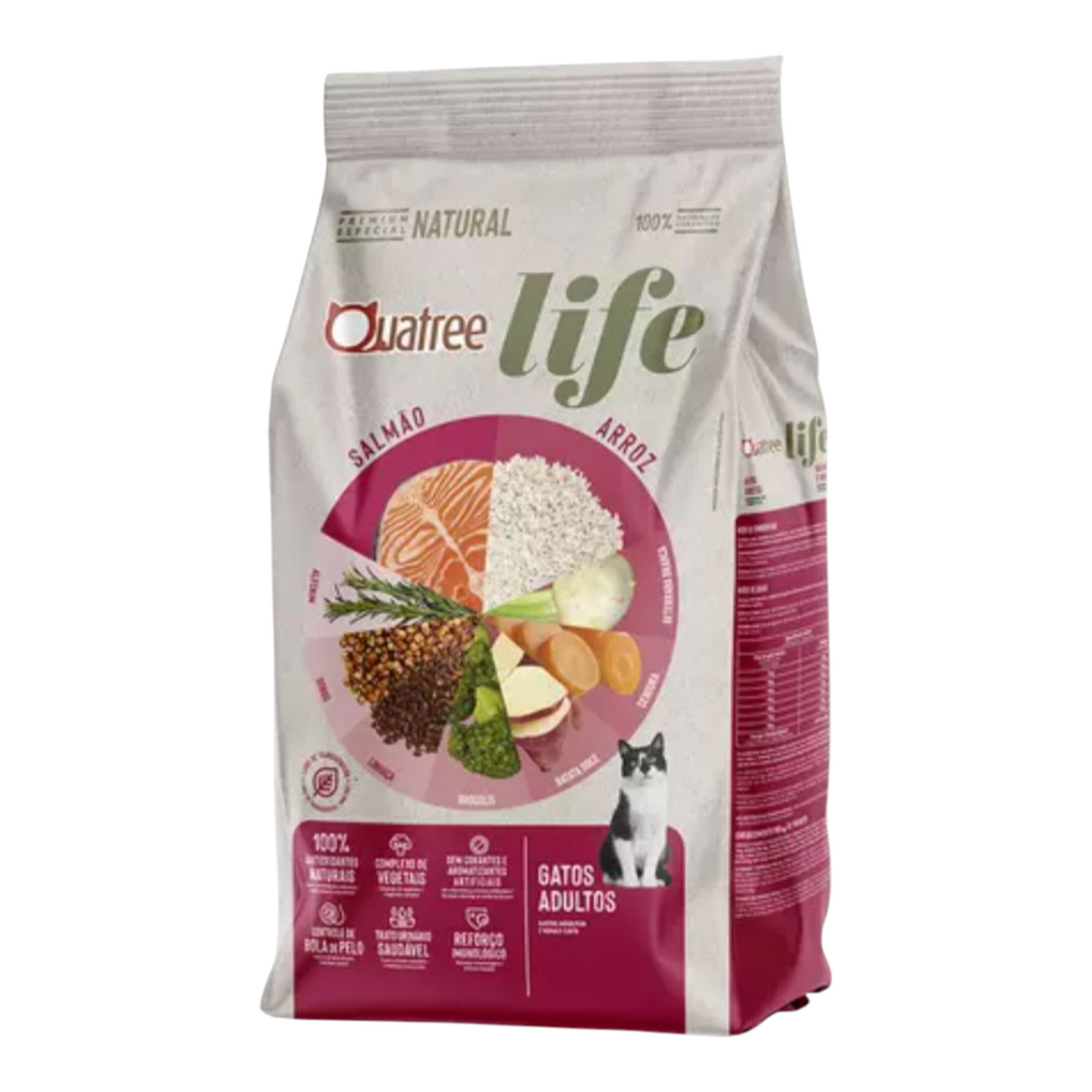 Ração Quatree life Gatos Adultos salmão e arroz 10,1kg