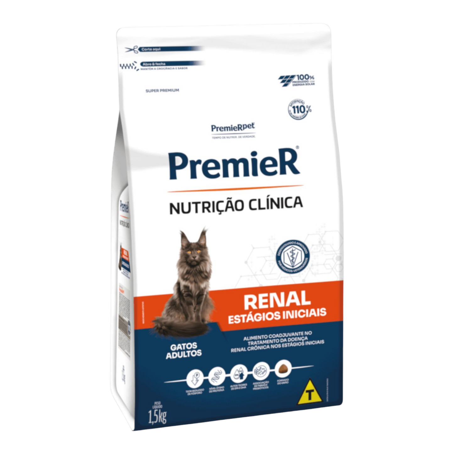 Ração PremieR Nutrição Clínica Renal Estágios Iniciais para Gatos Adultos 1,5kg