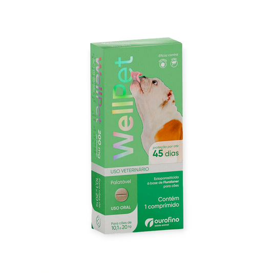 Wellpet ant pulgas e carrapatos para cães 10 a 20kg                    1 compromido