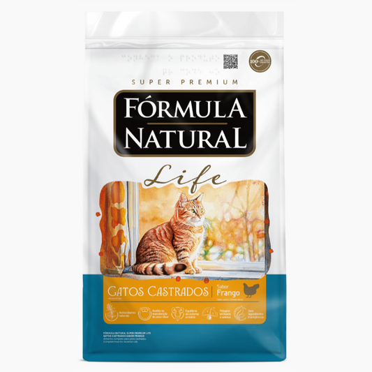 Ração Fórmula Natural Life Sabor frango para Gatos Adultos Castrados 10,1kg
