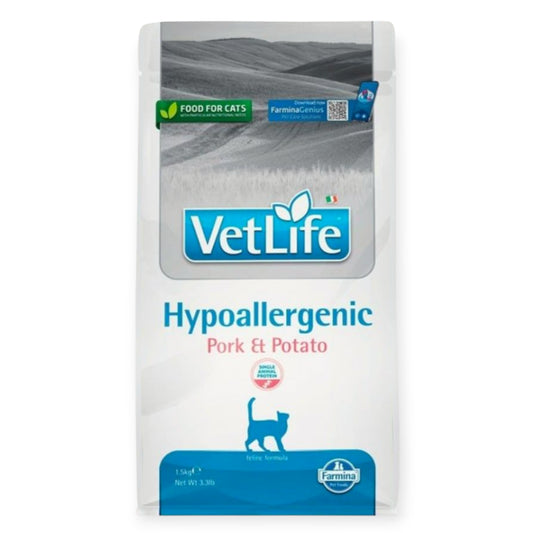 Ração Vet Life para gatos Hipoalergénico Porco e Batata 2kg