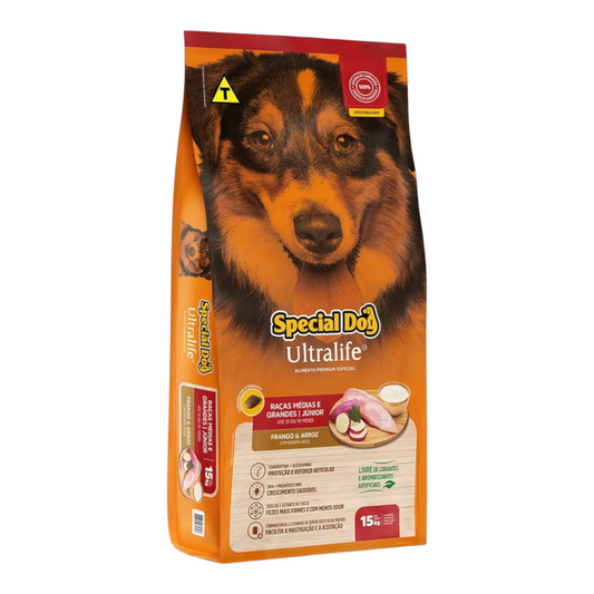 Ração Special Dog Ultralife Cães Filhotes Raças Médias e Grandes sabor frango 15kg