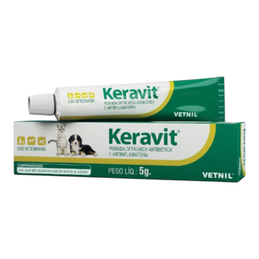 Keravit Pomada oftálmica antibiótica e anti-inflamatória 5g