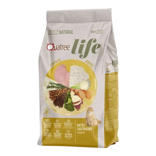 Ração Quatree life gato castrado frango e arroz 10,1kg