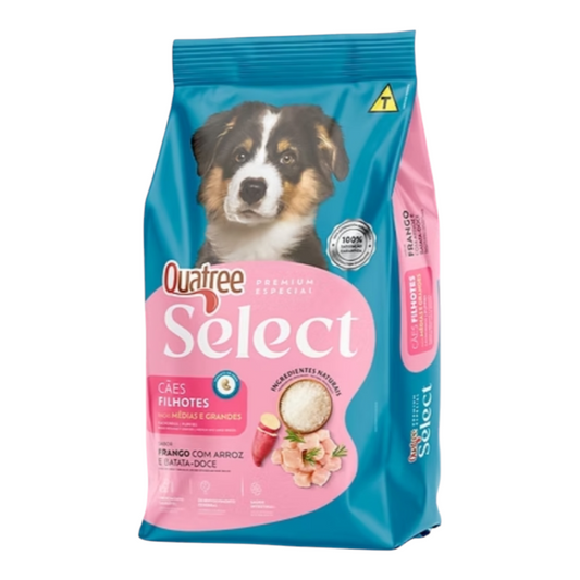 Ração Quatree Select cães filhotes raças médias e grandes frango e batata doce 15kg