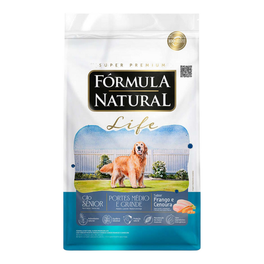 Ração Fórmula Natural Life Super Premium Cão Sênior Portes Médio e Grande 15kg