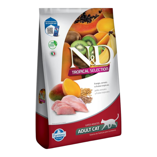 Ração ND Tropical para Gatos Adultos de Sabor Frango, Cereais e Frutas Tropicais 1,5kg