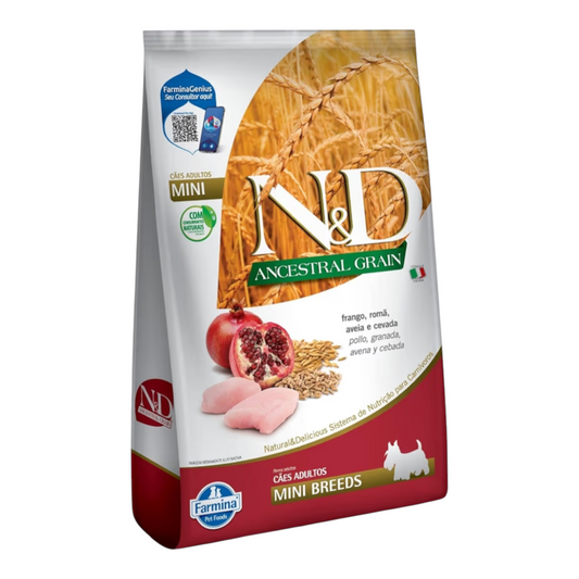 Ração ND Ancestral cães Adulto raças pequenas, frango e romã 10,1kg