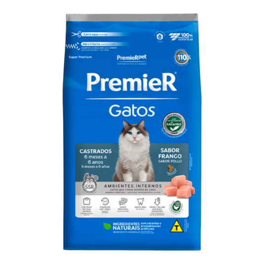 Ração Premier gatos castrado sabor frango 7,5kg