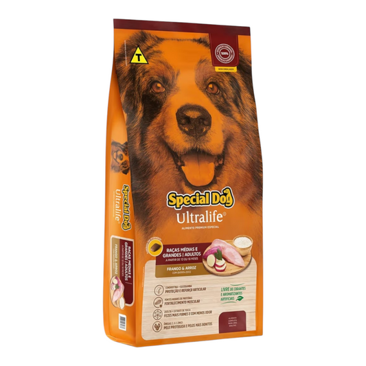 Ração Special Dog Ultralife cães Adultos Raças Médias e Grandes Sabor Frango/Arroz 15kg