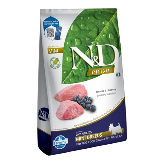 Ração ND prime cães Adulto raças pequenas Cordeiro e Blueberry 2,5kg