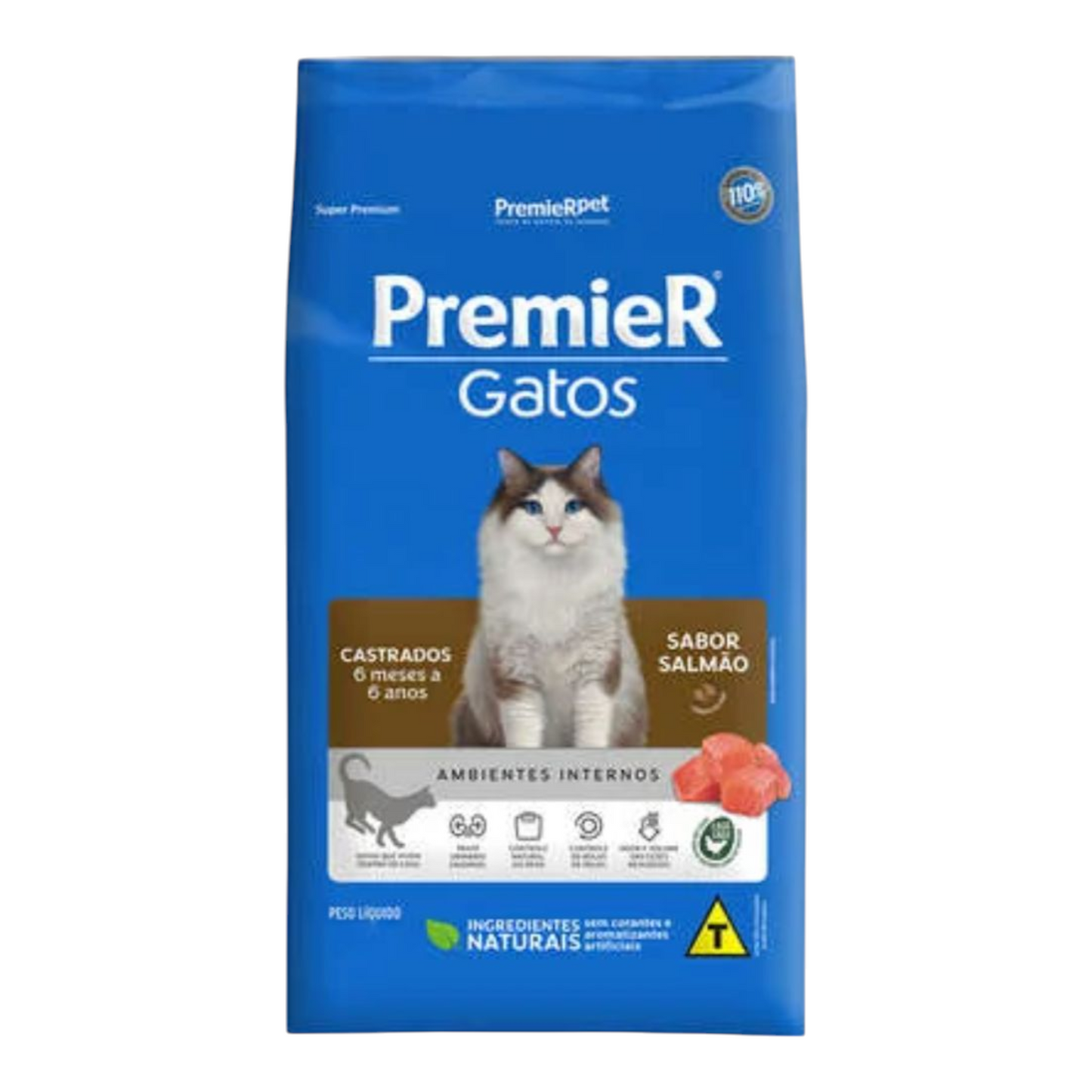 Ração Premier Gatos Castrados Sabor Salmão 7,5kg