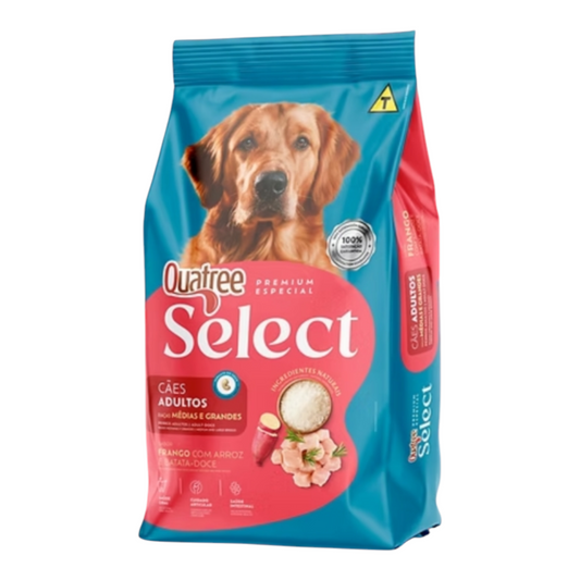 Ração Quatree Select cães adulto raças médias e grandes frango e batata doce 15kg