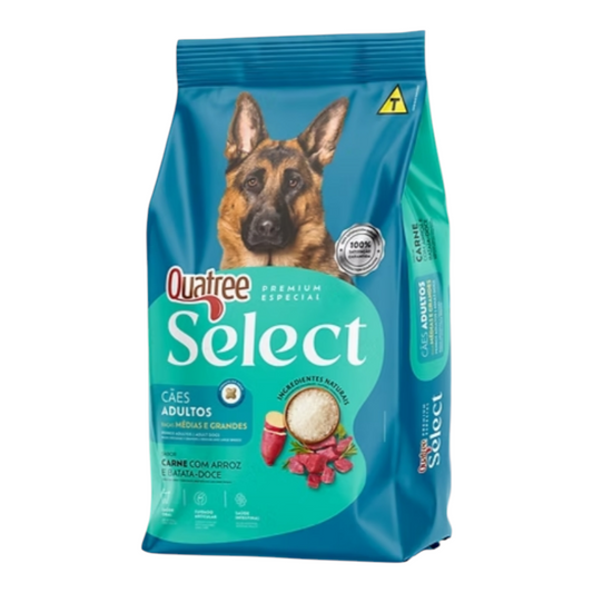 Ração Quatree Select cães Adulto raças médias e grandes carne e batata doce 15kg