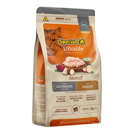 Ração Special Cat ultralife gatos castrados sabor frango. 3kg