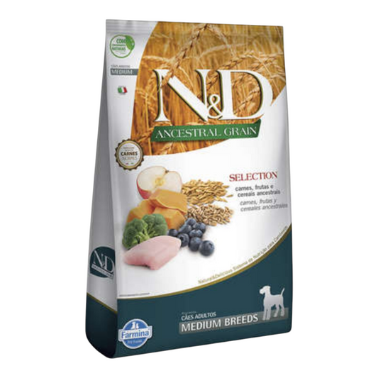Ração ND Ancestral cães Adulto raças médias,carne , frutas e cereais 15kg
