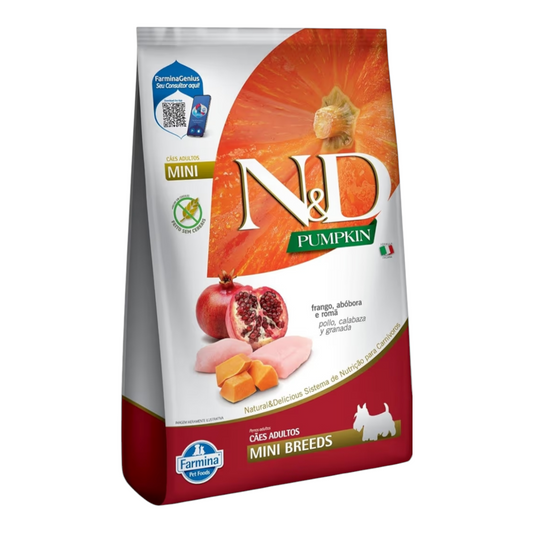Ração ND pumpkim cães Adulto raças pequenas, frango abóbora e romã 2,5kg