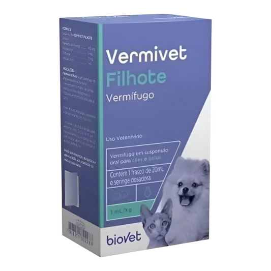Vermífugo Vermivet Biovet Filhote para Cães e Gatos 20ml