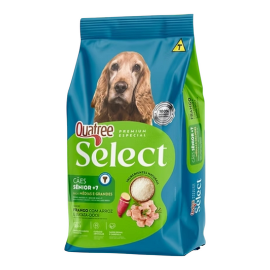 Ração Quatree Select cães senior raças médias e grandes frango e batata doce 15kg