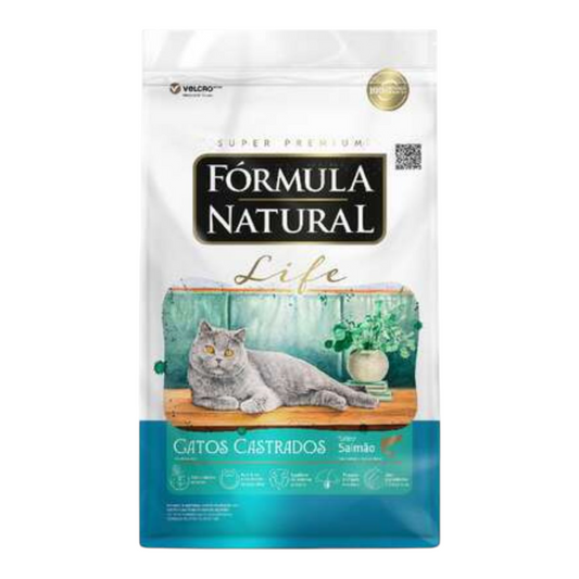 Ração Fórmula Natural Life Sabor salmão para Gatos Adultos Castrados 10,1kg