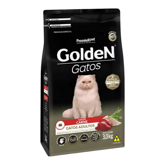 Ração Golden Gatos Adultos Carne 3kg