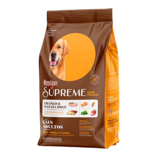 Ração Quatree Supreme adulto raças médias e grande frango e batata doce 15kg