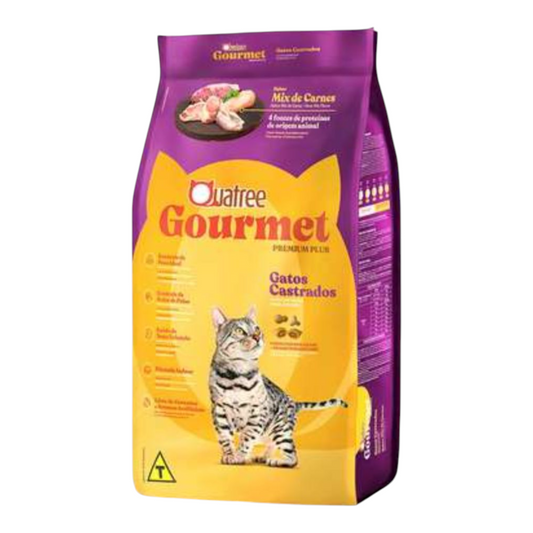 Ração Quatree Gourmet para Gatos Adultos Castrados Sabor Mix de Carnes 10,1kg