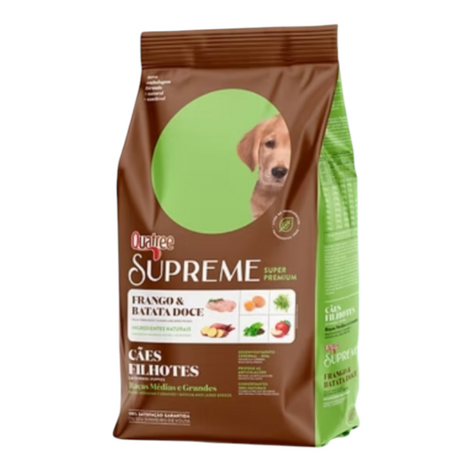 Ração Quatree Supreme cães filhotes raças médias e grandes frango e batata doce 15kg