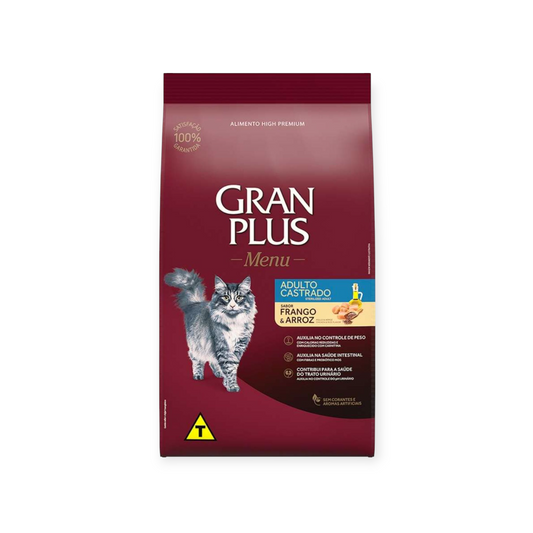 Ração Gran plus gatos castrado frango e arroz 3kg