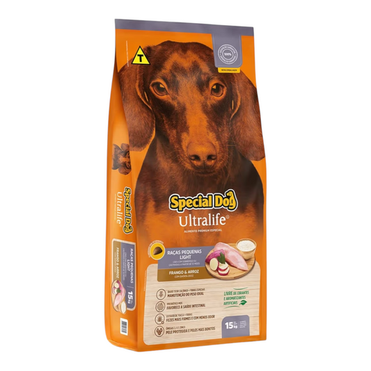 Ração special dog Ultralife cães raças pequenas light / castrados sabor frango 15kg