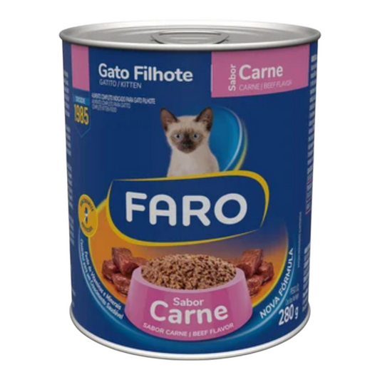 Ração úmida Faro Lata para Gatos Filhotes Sabor Carne 280g